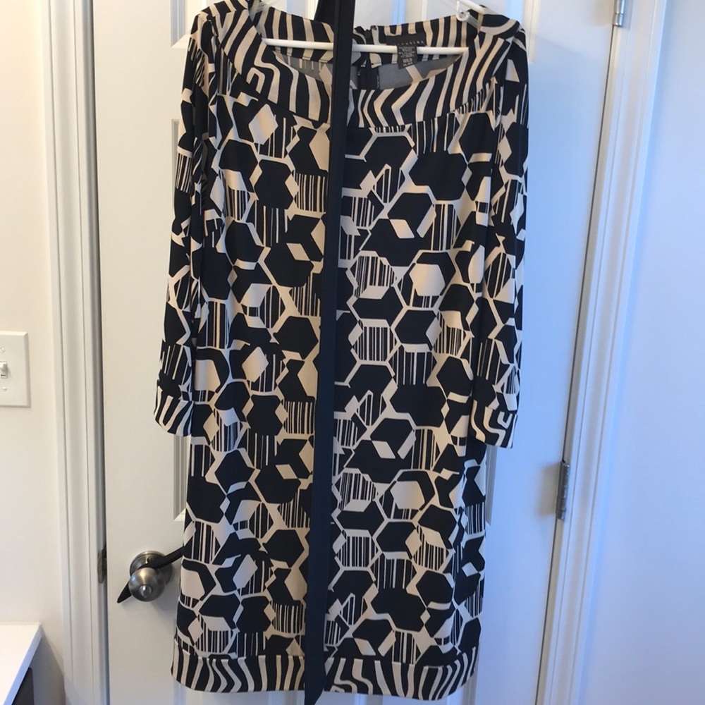 Black and Tan abstract print dress
